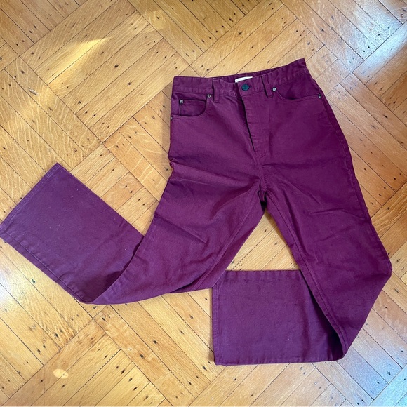 Rebecca Taylor Maroon High-Waisted Straight Leg Jeans SZ M/6 - Picture 2 of 9